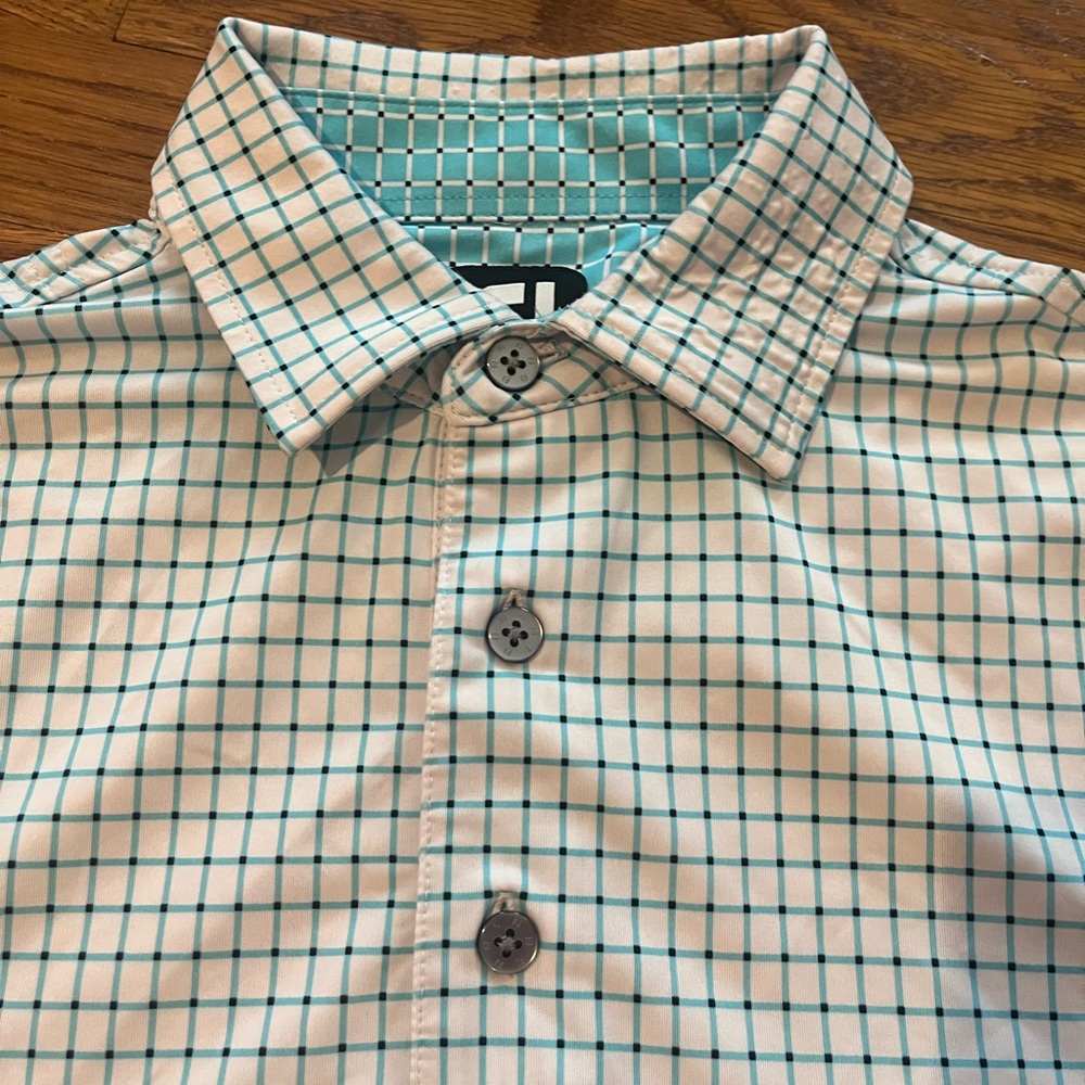 FootJoy White and Blue Men’s Grid Polo